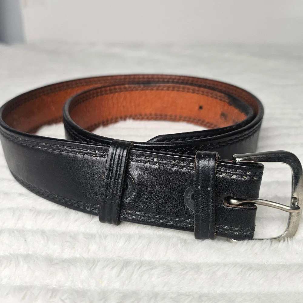 Don Hume Mens Leather Stitched Classic Belt 36 Black Western Workwear